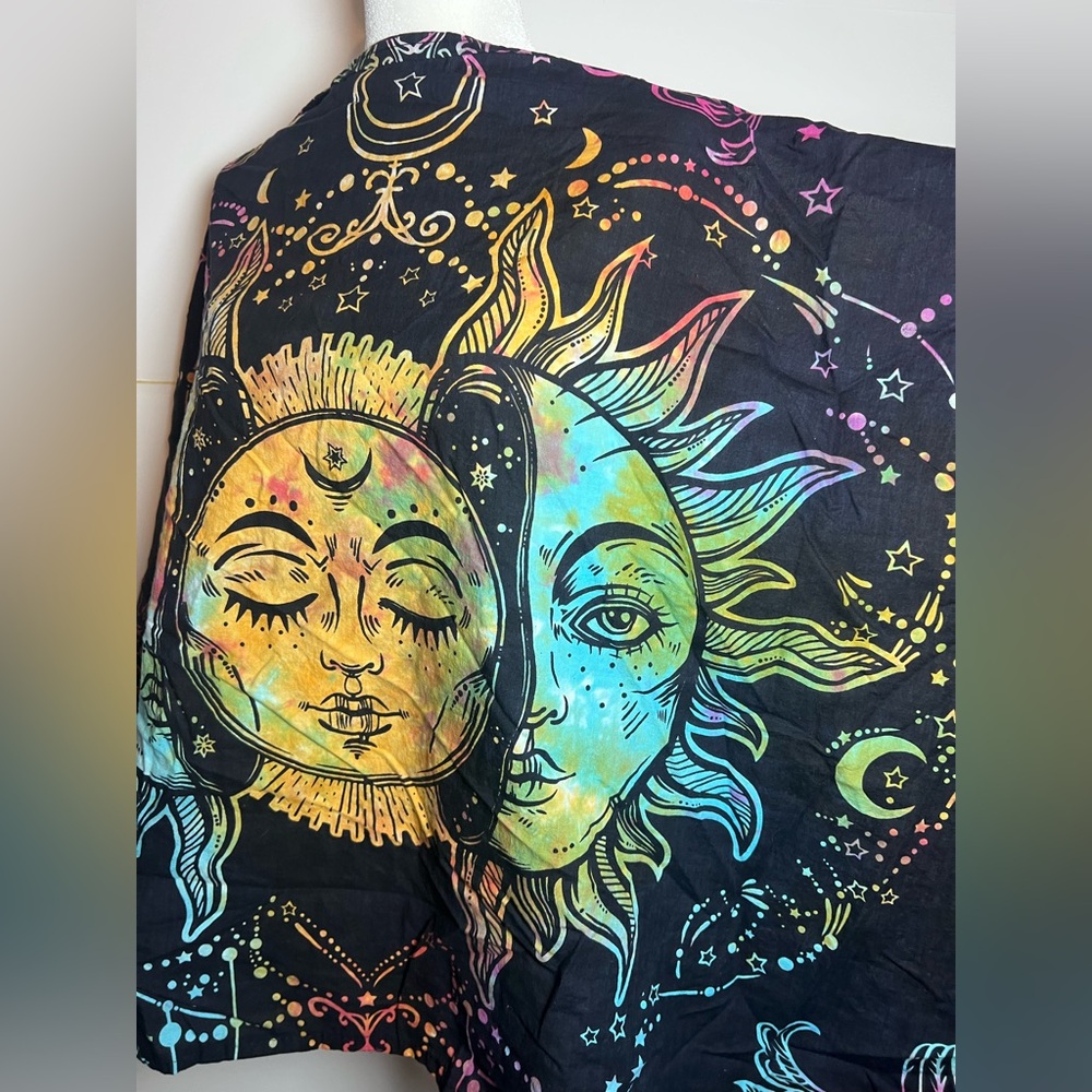 Celestial Sun Moon Scarf Shawl Boho Witchy Festival Wrap